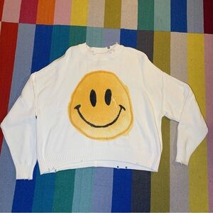 Pistola Cream and Yellow Smiley Sweater Ditressed
